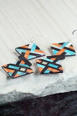 Multi Stone Inlay & Sterling Silver Earrings - Chaslyn Crespin