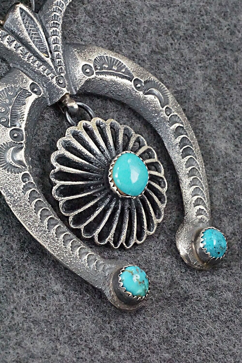 Turquoise and Sterling Silver Naja Pendant - Eva Cayatineto