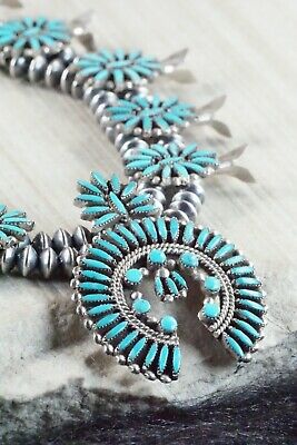 Zuni Turquoise & Sterling Silver Squash Blossom Set - Lorena Peina