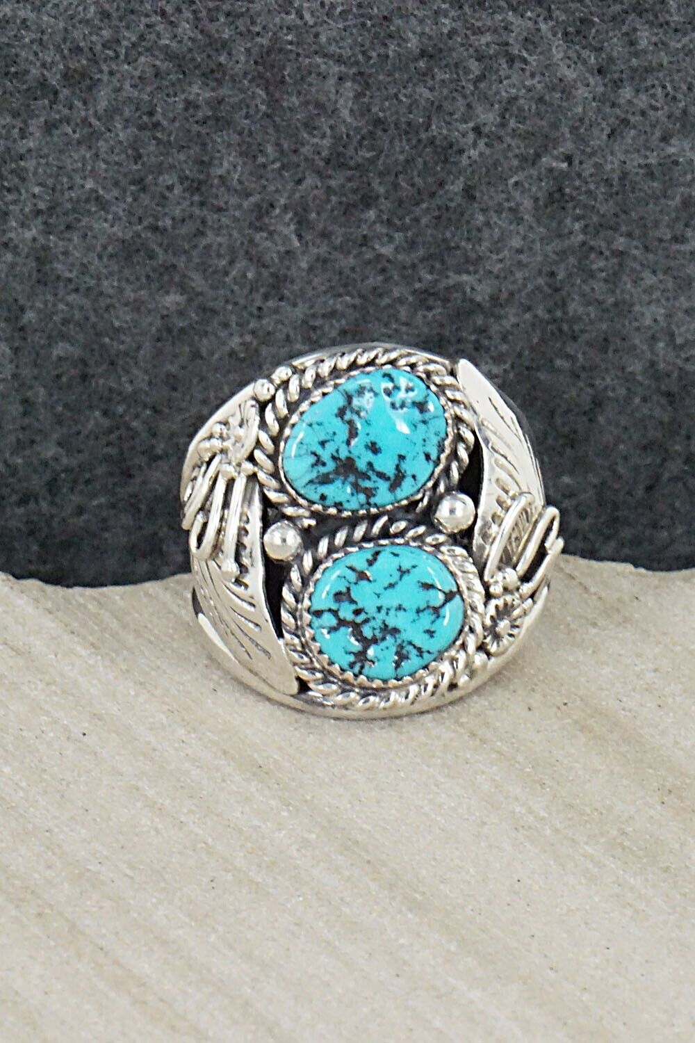 Turquoise & Sterling Silver Ring - Leonard Spencer - 11.5