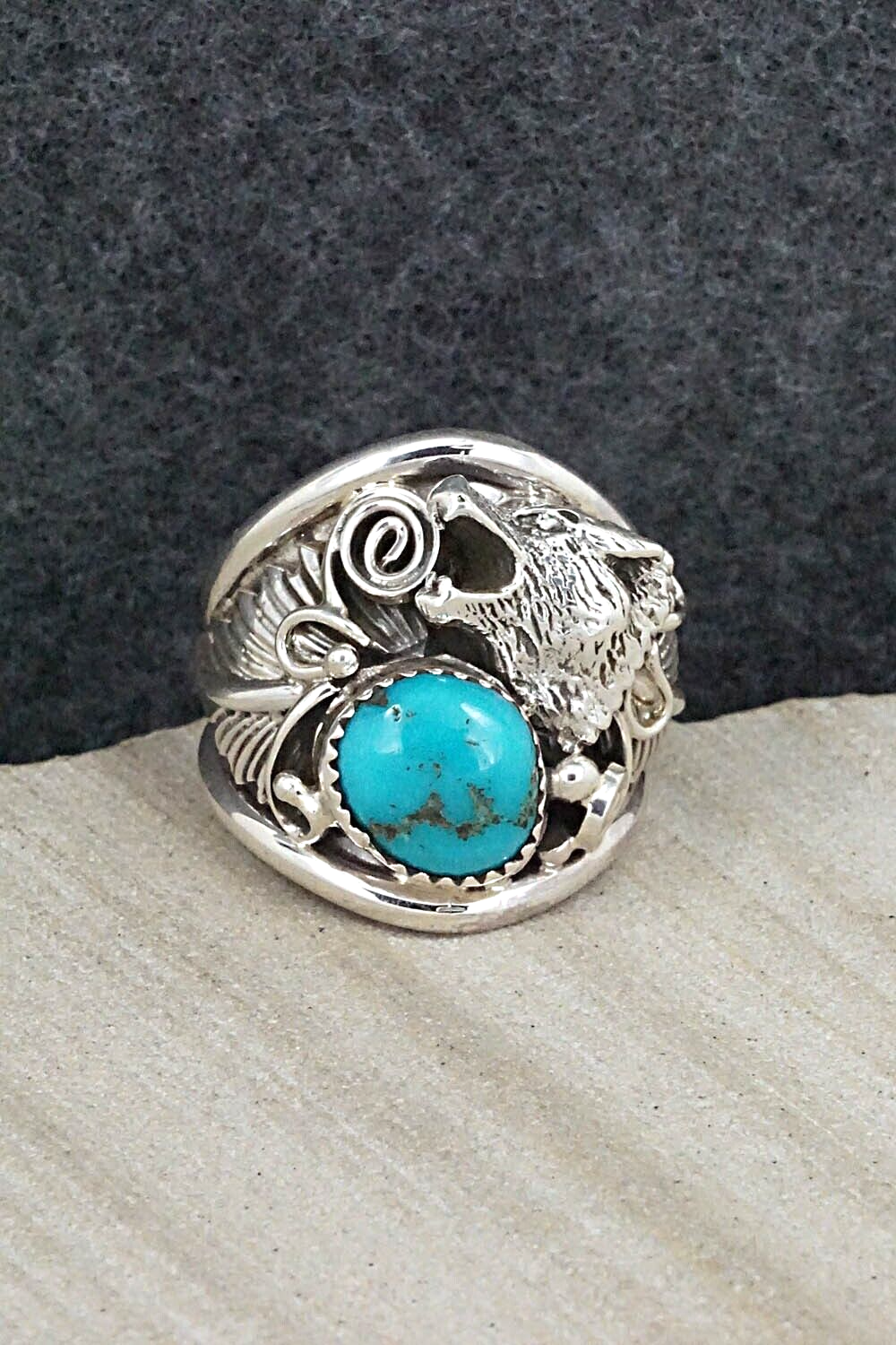 Turquoise & Sterling Silver Ring - Jeannette Saunders - Size 11.75