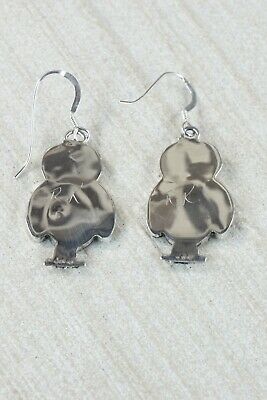 Zuni Owl Mother of Pearl & Sterling Silver Earrings - Reginda Kallestewa - High Lonesome Trading