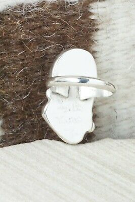 Turquoise, Coral & Sterling Silver Ring - Lyolita Tsattie - Size 6.25