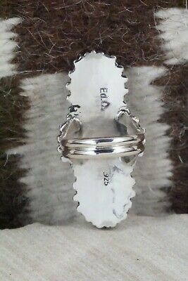 Turquoise, Coral & Sterling Silver Ring - Edmund Cooeyate - Size 7.25