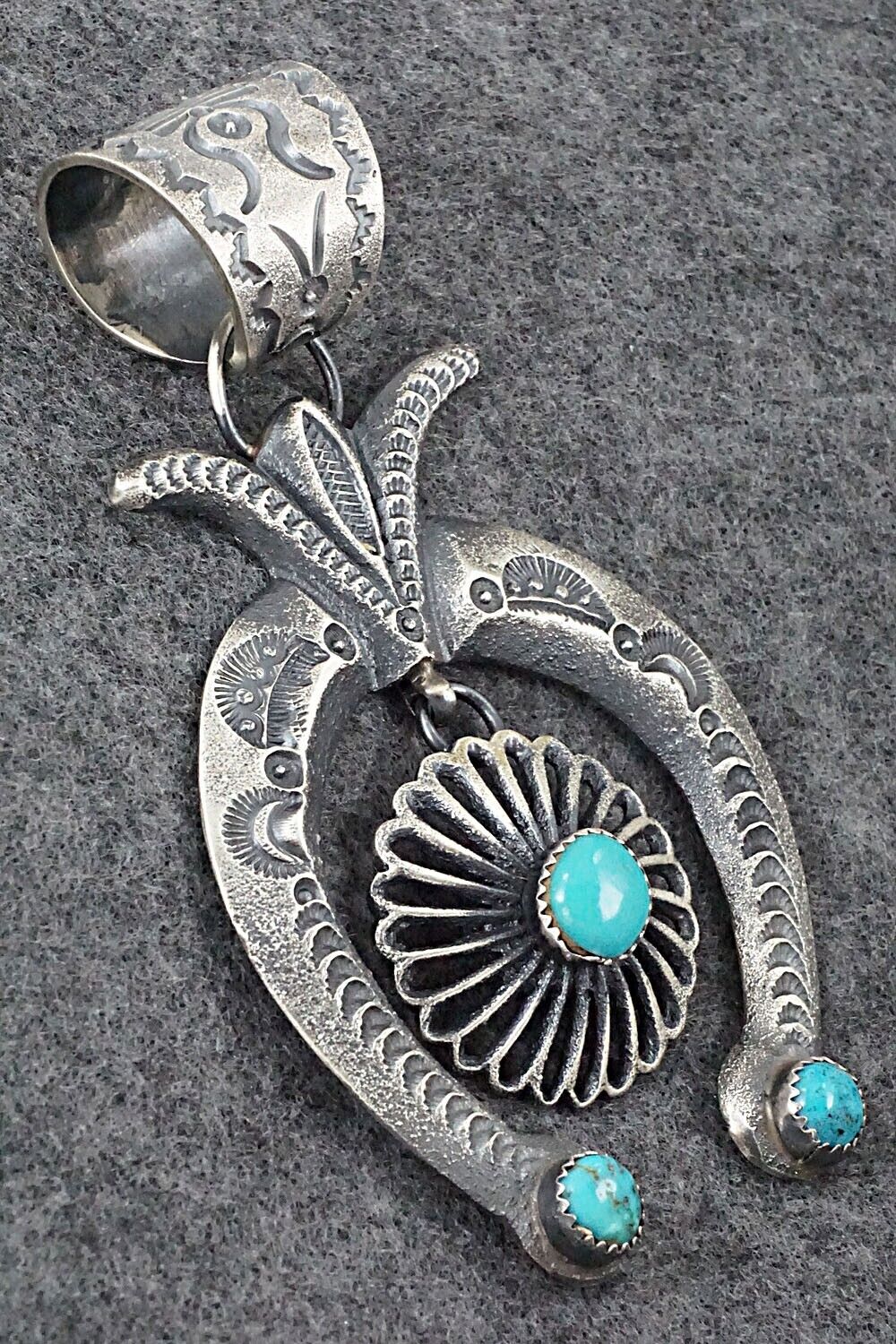 Turquoise and Sterling Silver Naja Pendant - Eva Cayatineto