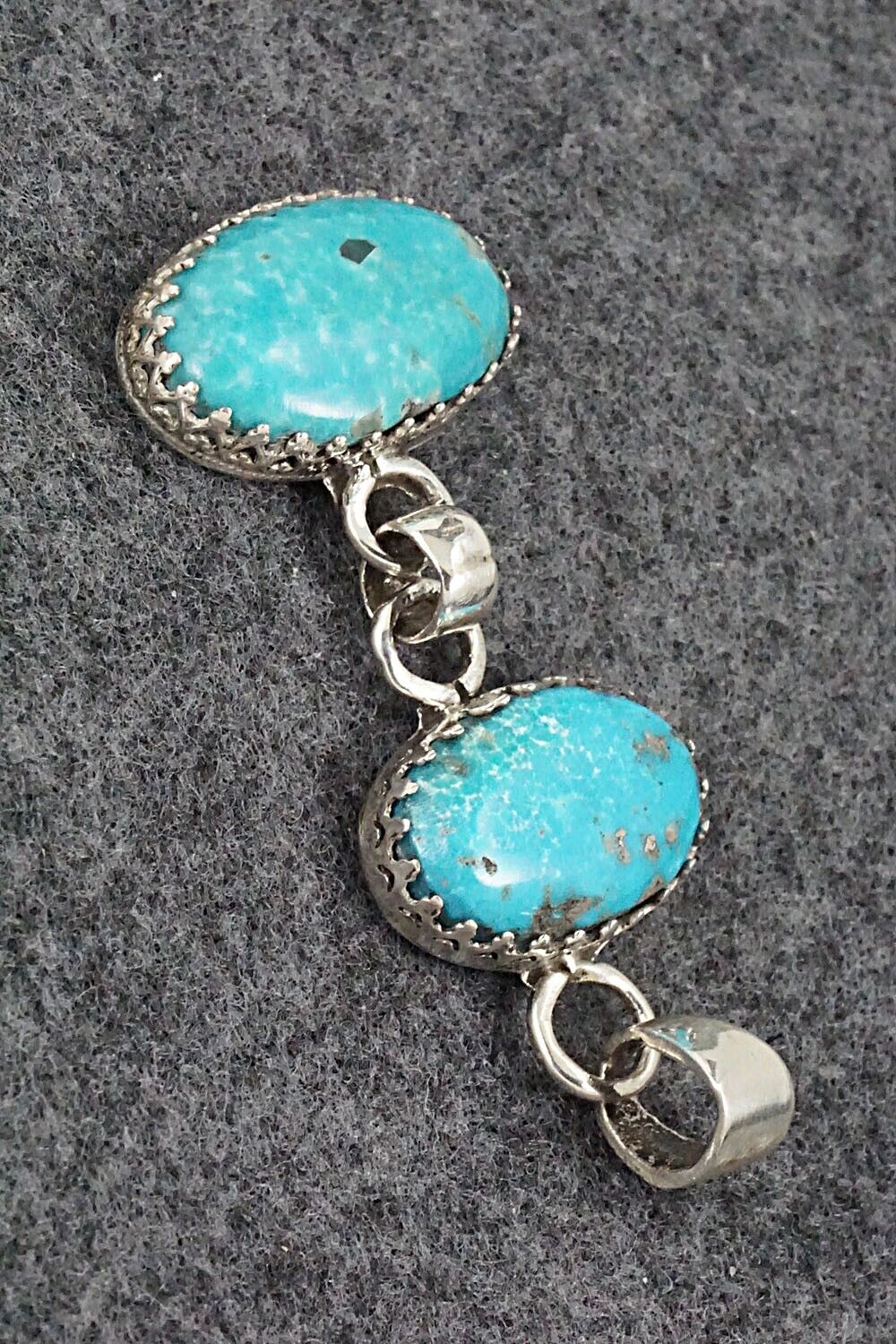 Turquoise and Sterling Silver Pendant - Matilda Chattin