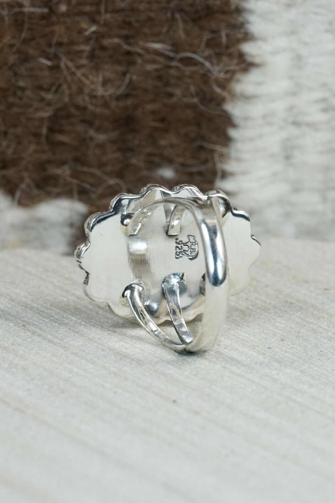 Navajo Turquoise and Sterling Silver Ring - Freida Martinez - Size 8.5