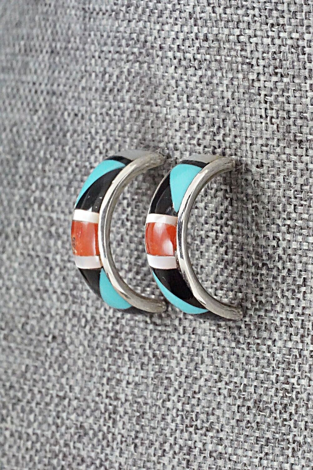 Multi Stone Inlay & Sterling Silver Earrings - Delberta Boone