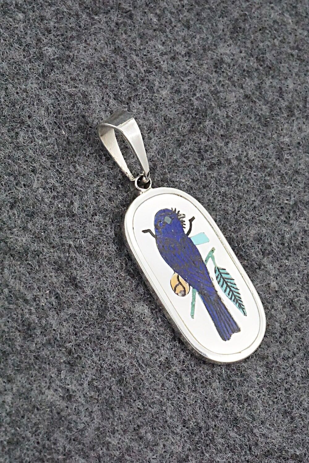 Multi Stone & Sterling Silver Inlay Pendant and Earrings Set - Harlan Coonsis