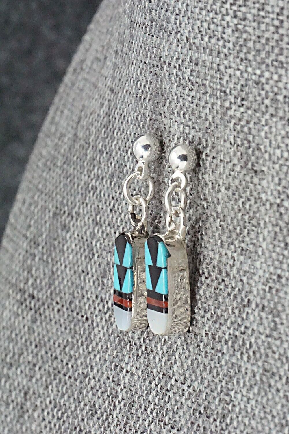 Multi Stone Inlay & Sterling Silver Earrings - Francine Chapito