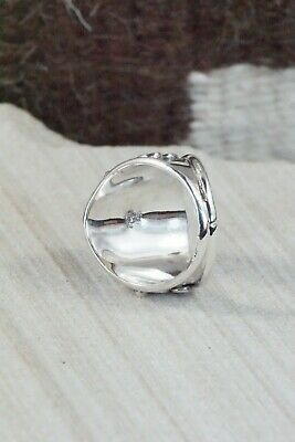 Turquoise, Coral & Sterling Silver Ring - Jeanette Saunders - Size 10.5