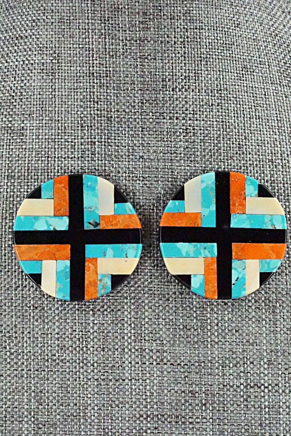 Multi Stone Inlay Earrings - Chaslyn Crespin