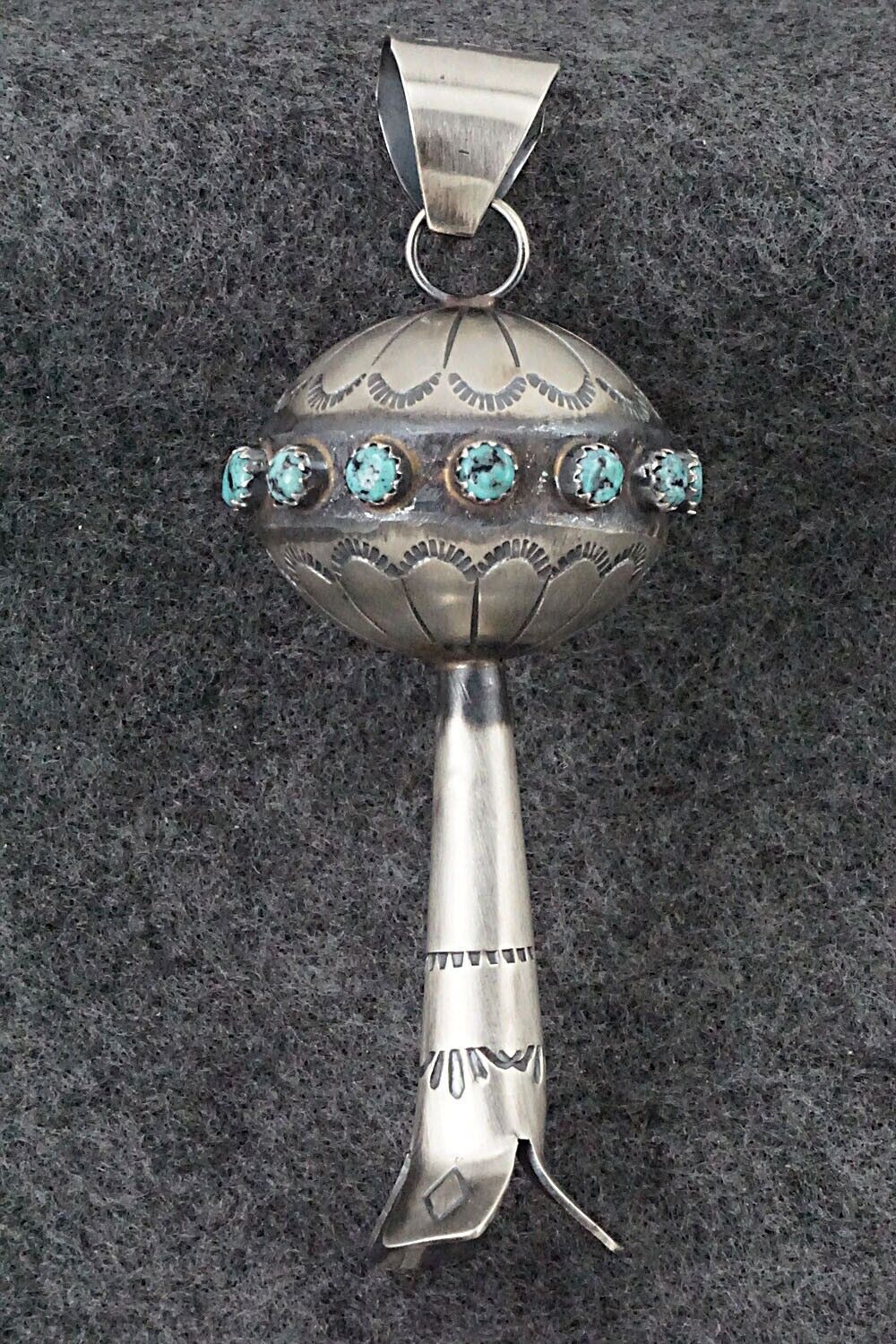 Turquoise and Sterling Silver Blossom Pendant - Tim Yazzie