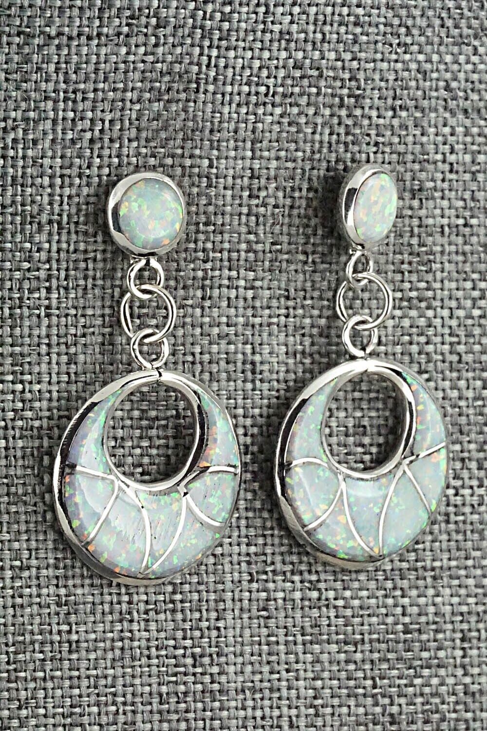 Opalite & Sterling Silver Inlay Earrings - Delorna Lahi