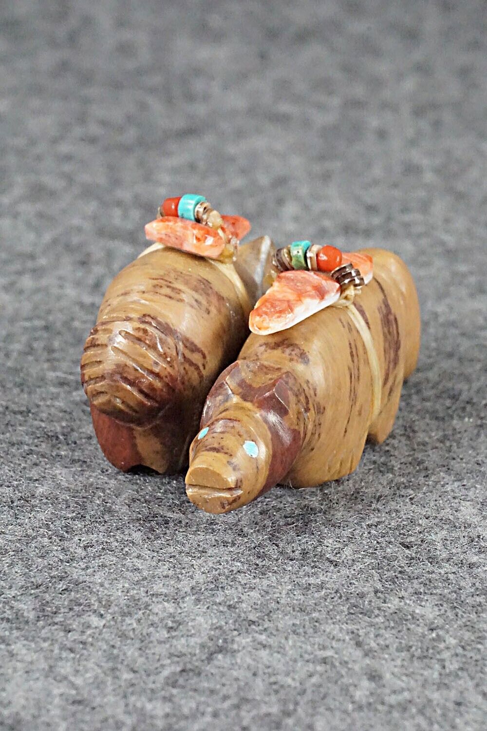 Bear & Wolf Zuni Fetish Carving - Peter Gasper