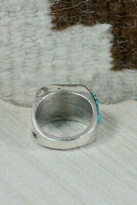 Turquoise & Sterling Silver Ring - Leslie & Gladys Lamy - Size 10.25