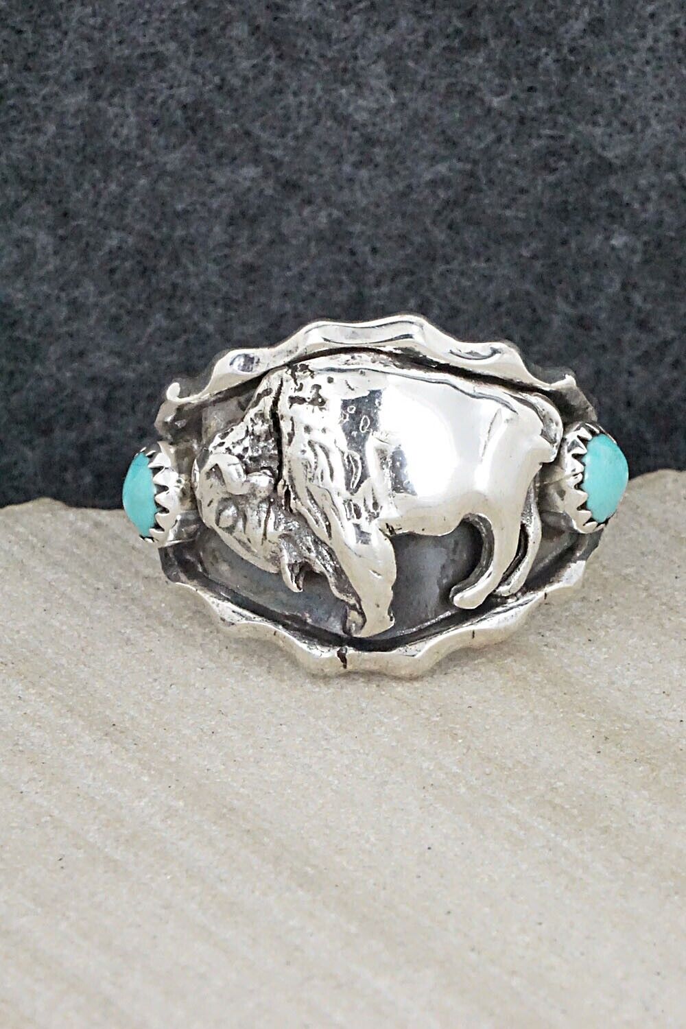 Turquoise & Sterling Silver Ring - Genevieve Francisco - Size 12