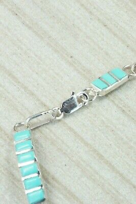 Turquoise & Sterling Silver Link Bracelet - Glennette Luna