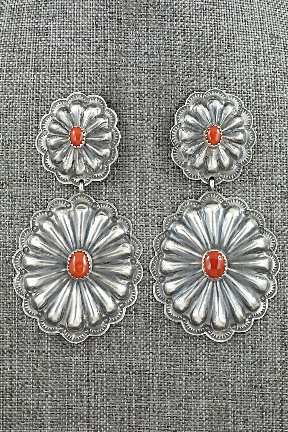 Coral & Sterling Silver Earrings - Rita Lee