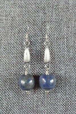 Navajo Lapis & Sterling Silver Earrings - Native American