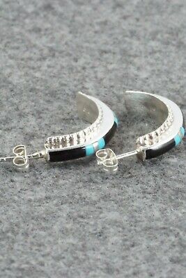 Turquoise, Jet & Sterling Silver Earrings - Gina Dosedo