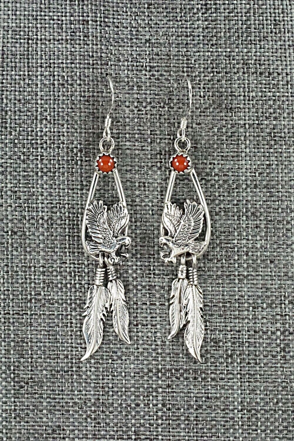 Coral & Sterling Silver Earrings - Elaine Shirley