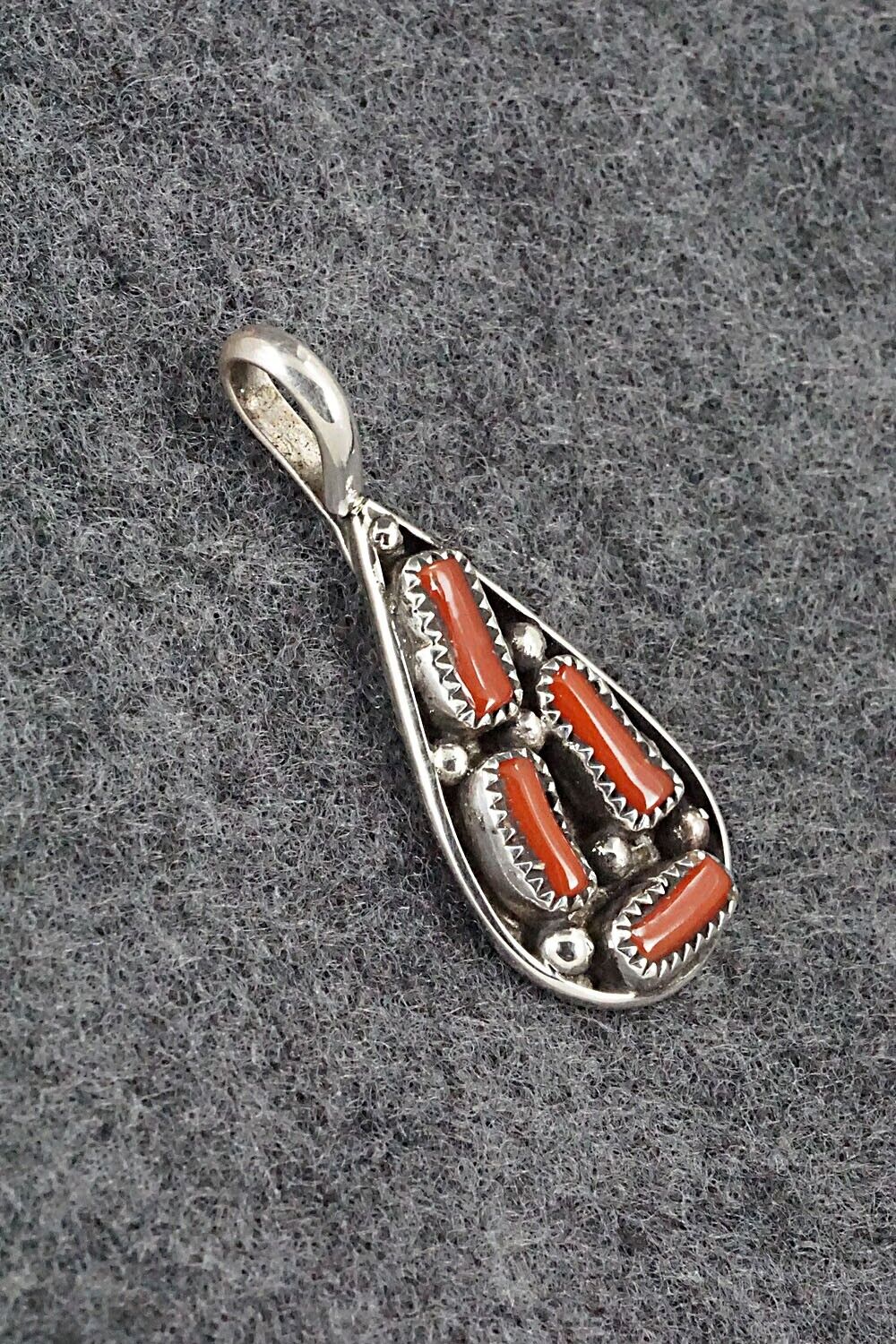 Coral & Sterling Silver Pendant - Priscilla Reeder