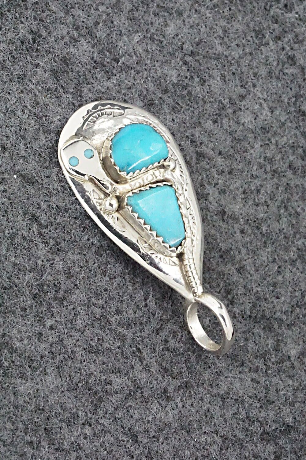 Turquoise and Sterling Silver Pendant - Joy Calavaza
