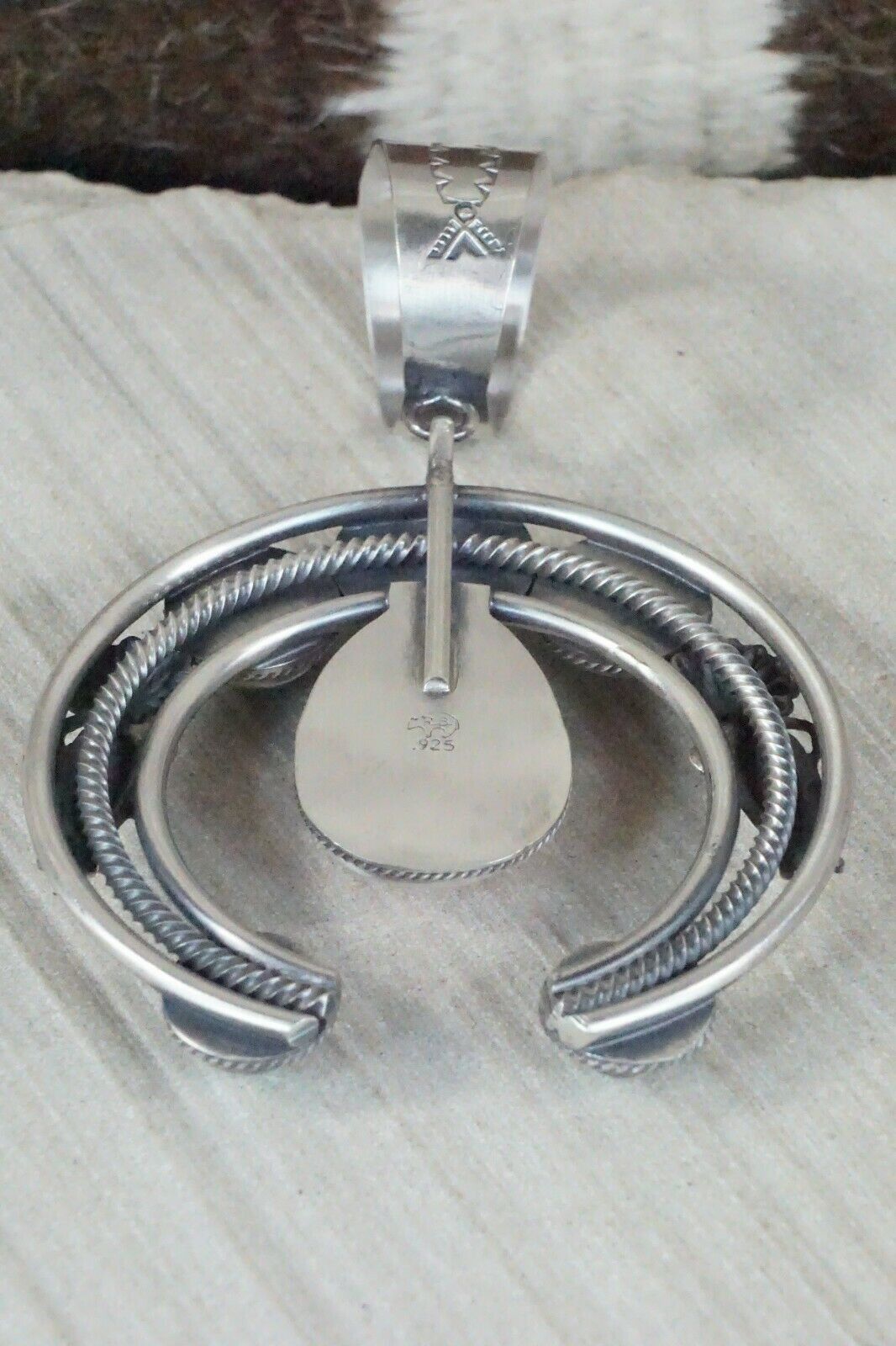 Turquoise, Spiny Oyster & Sterling Silver Naja Pendant Raymond Delgarito