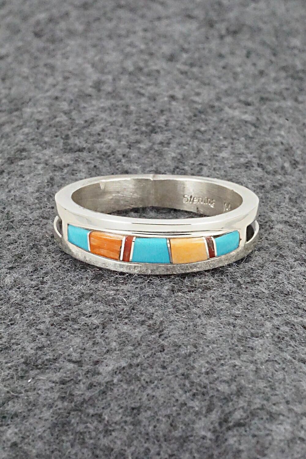 Multi-Stone & Sterling Silver Inlay Ring - Wilbert Muskett Jr. - Size 12.5