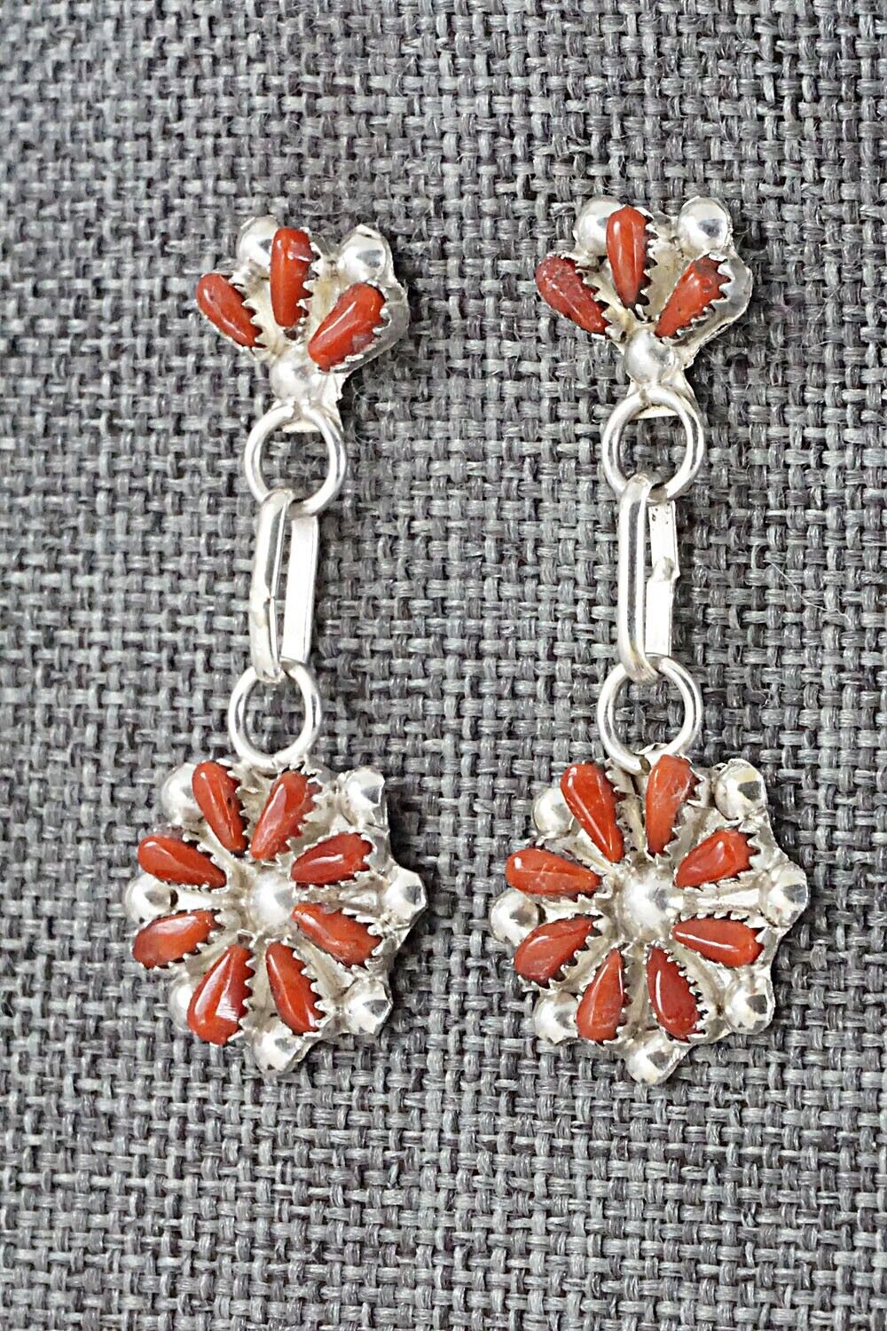 Coral & Sterling Silver Earrings - David Leekity