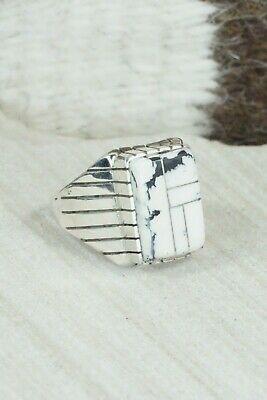 Inlay White Buffalo & Sterling Silver Ring - Ray Jack - Size 9.75 - High Lonesome Trading