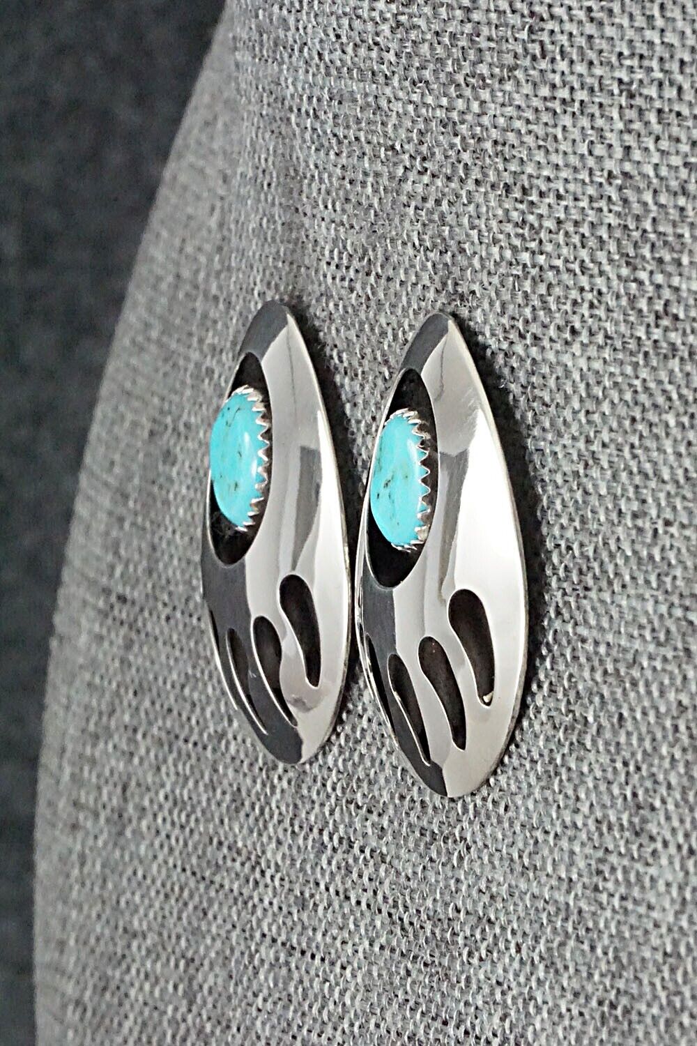 Turquoise & Sterling Silver Earrings - Virginia Long