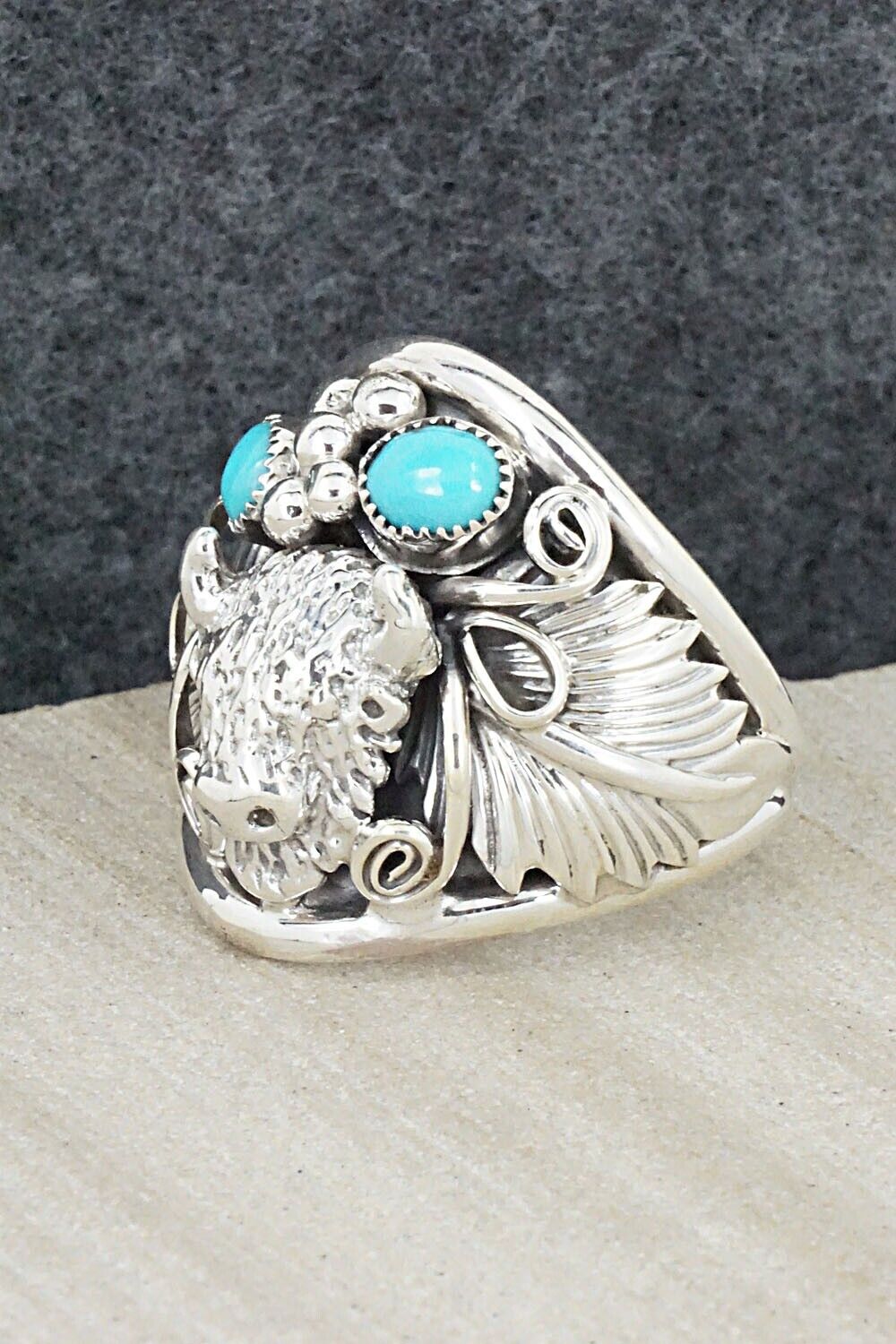 Turquoise & Sterling Silver Ring - Jeannette Saunders - Size 12