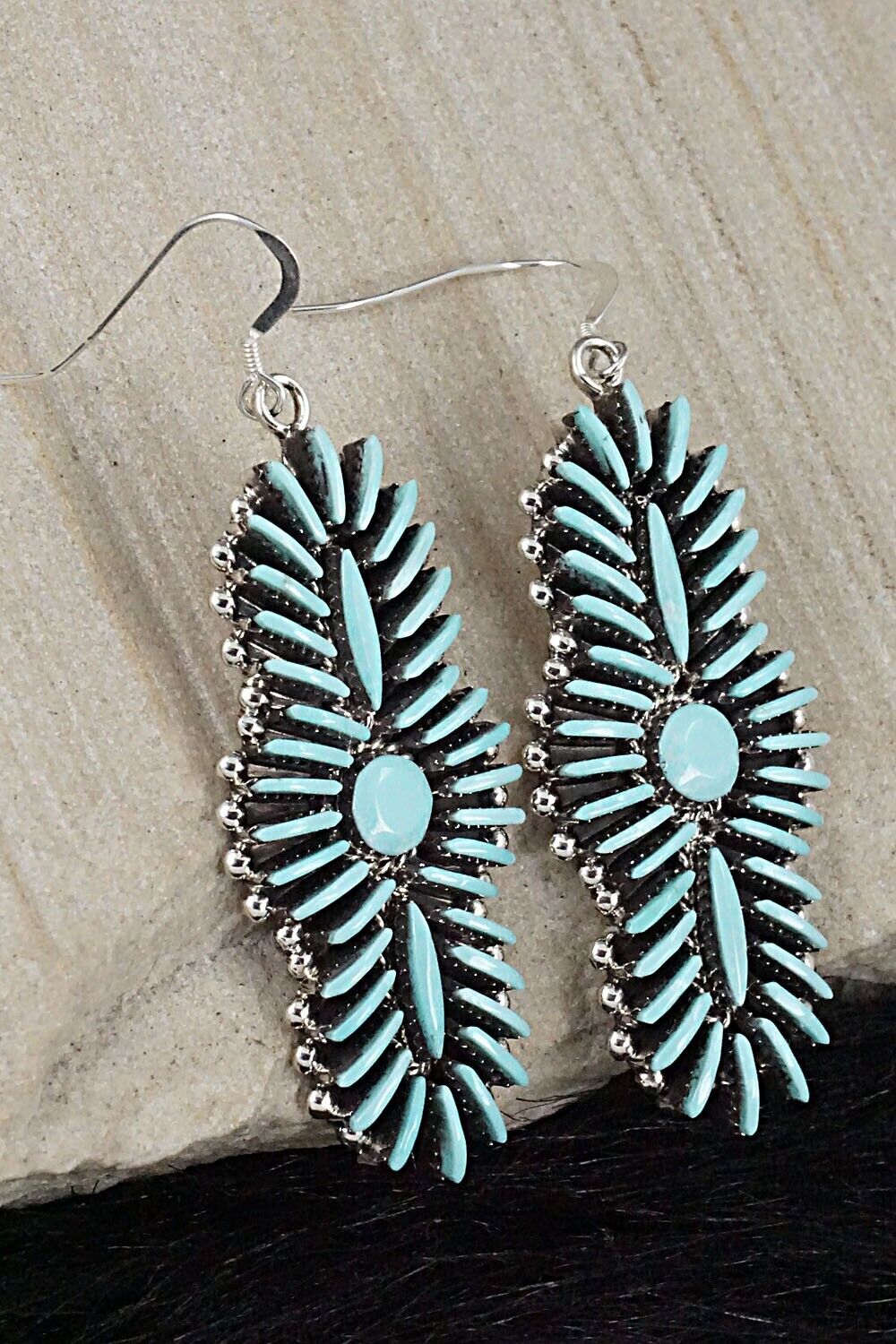 Turquoise & Sterling Silver Earrings - Edmund Cooeyate