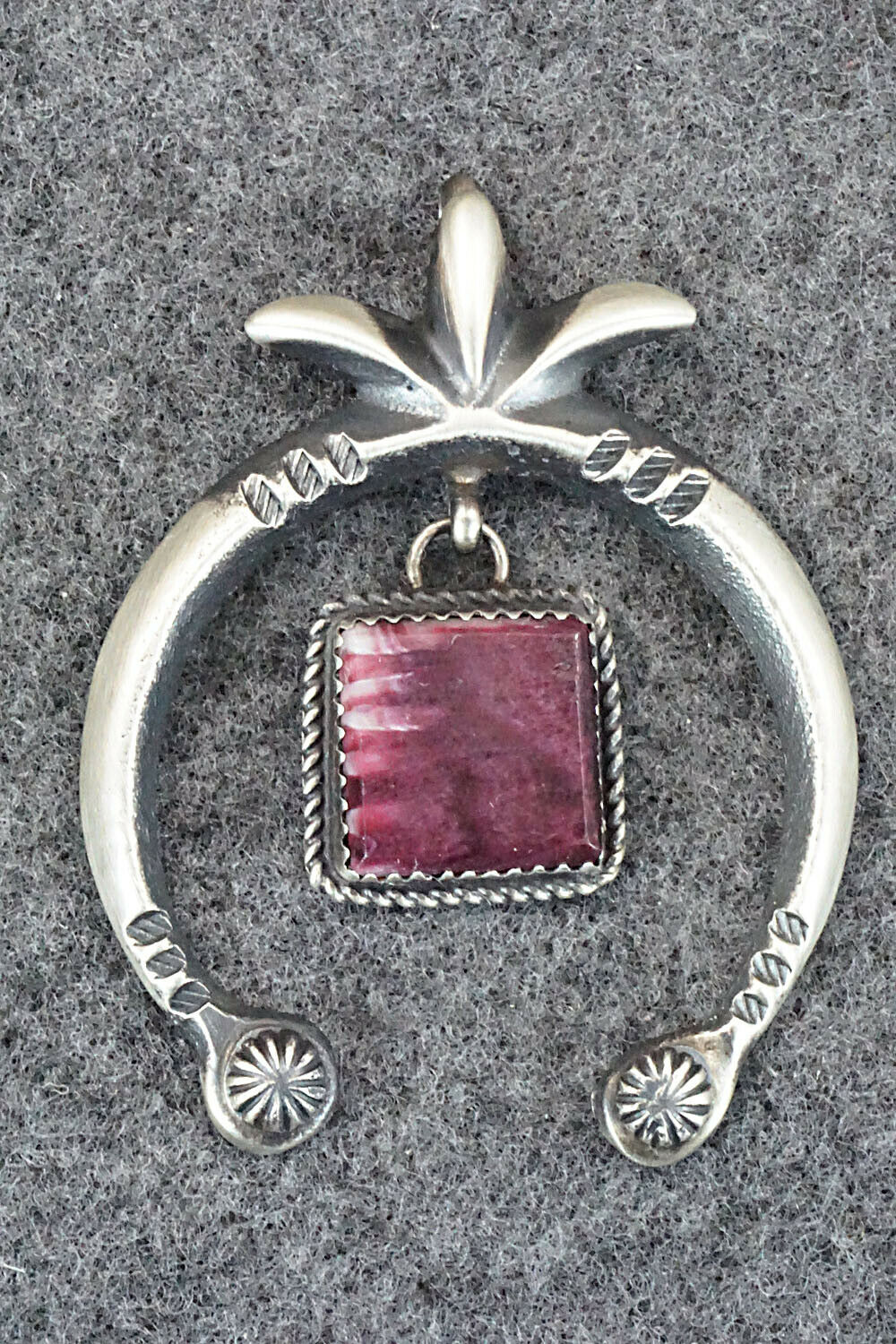 Spiny Oyster and Sterling Silver Naja Pendant - Martha Cayatineto