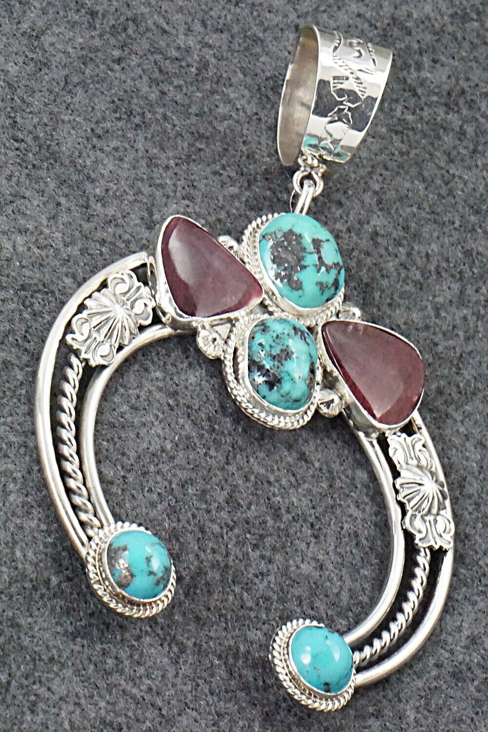 Turquoise, Spiny Oyster and Sterling Silver Pendant - Derrick Gordon
