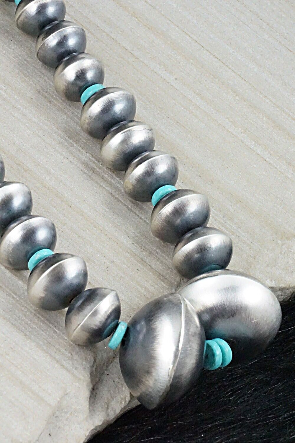 Turquoise and Navajo Pearl Sterling Silver Necklace Set - Sharon Nez Cooley