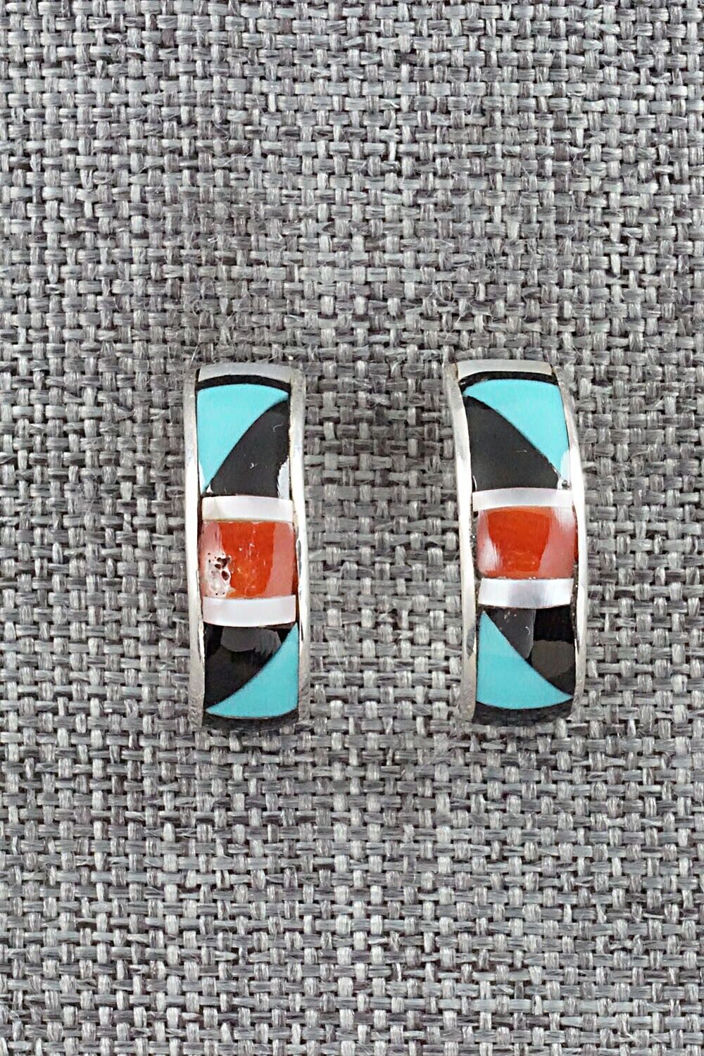 Multi Stone Inlay & Sterling Silver Earrings - Delberta Boone