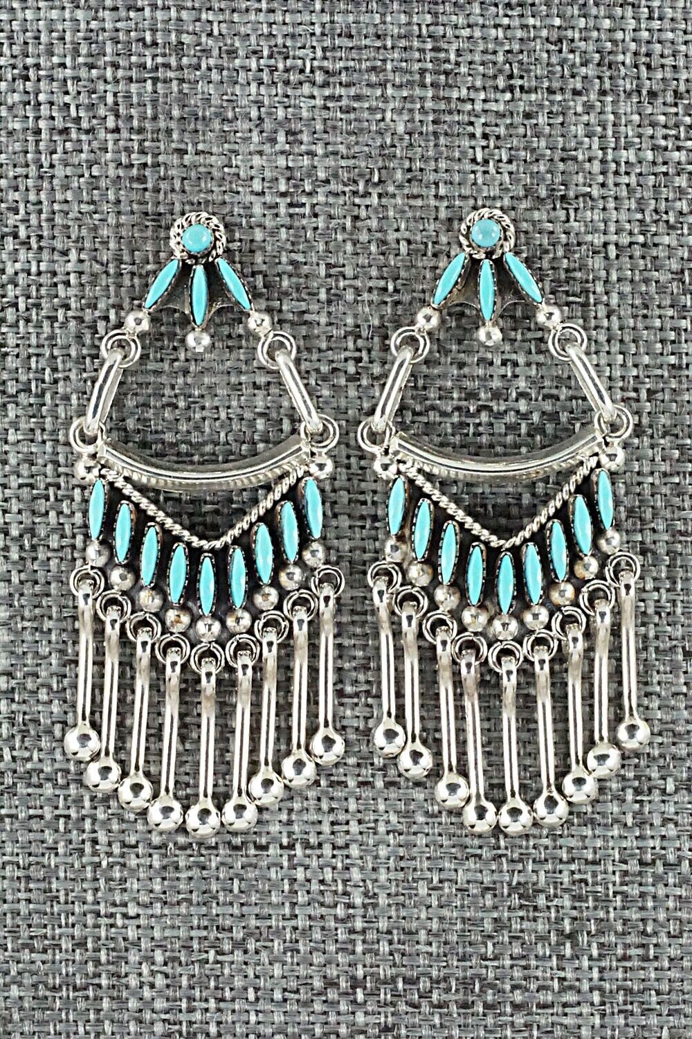 Turquoise & Sterling Silver Earrings - Stewart Nakatewa