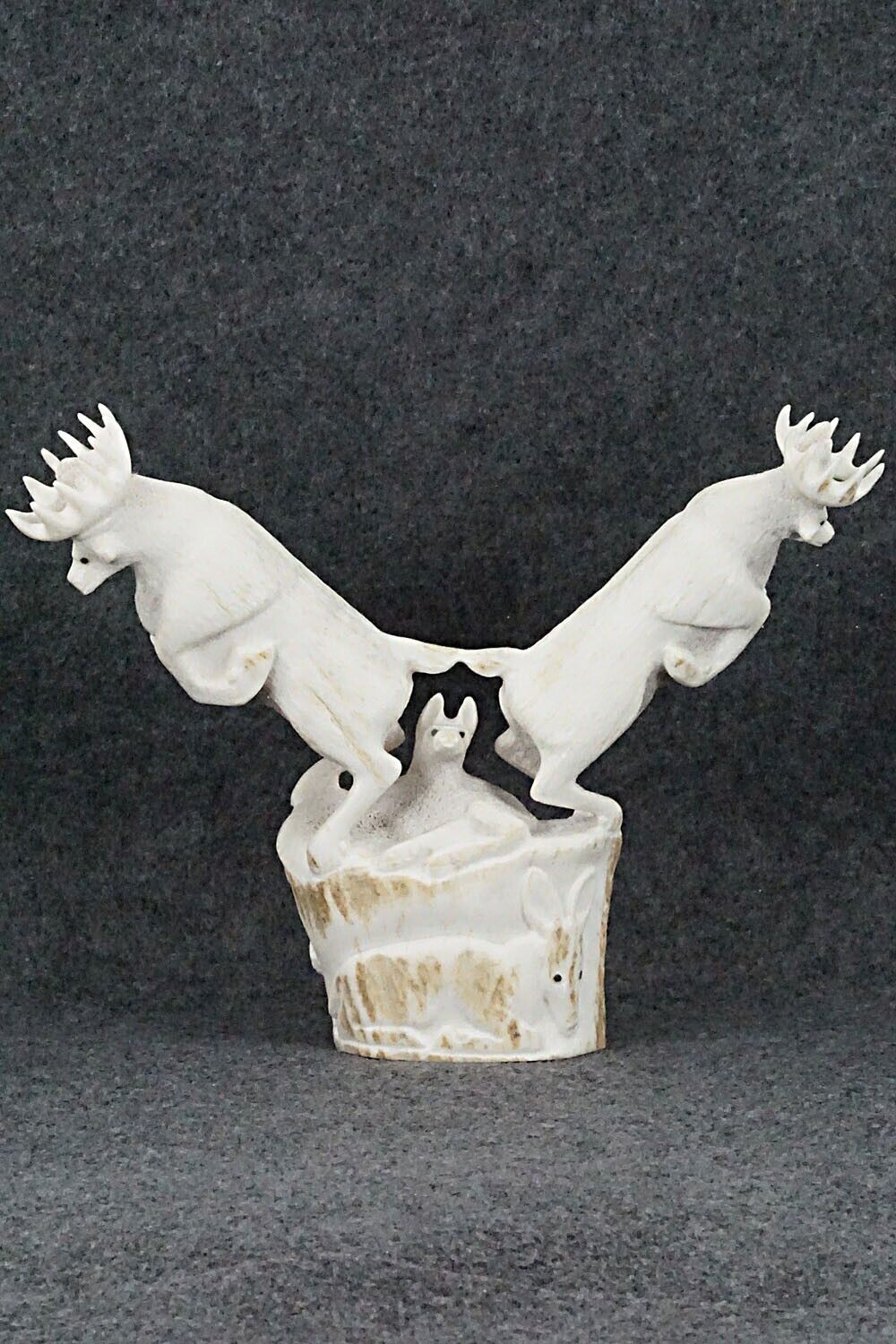 Deer & Wolf Zuni Fetish Carving - Maxx Laate