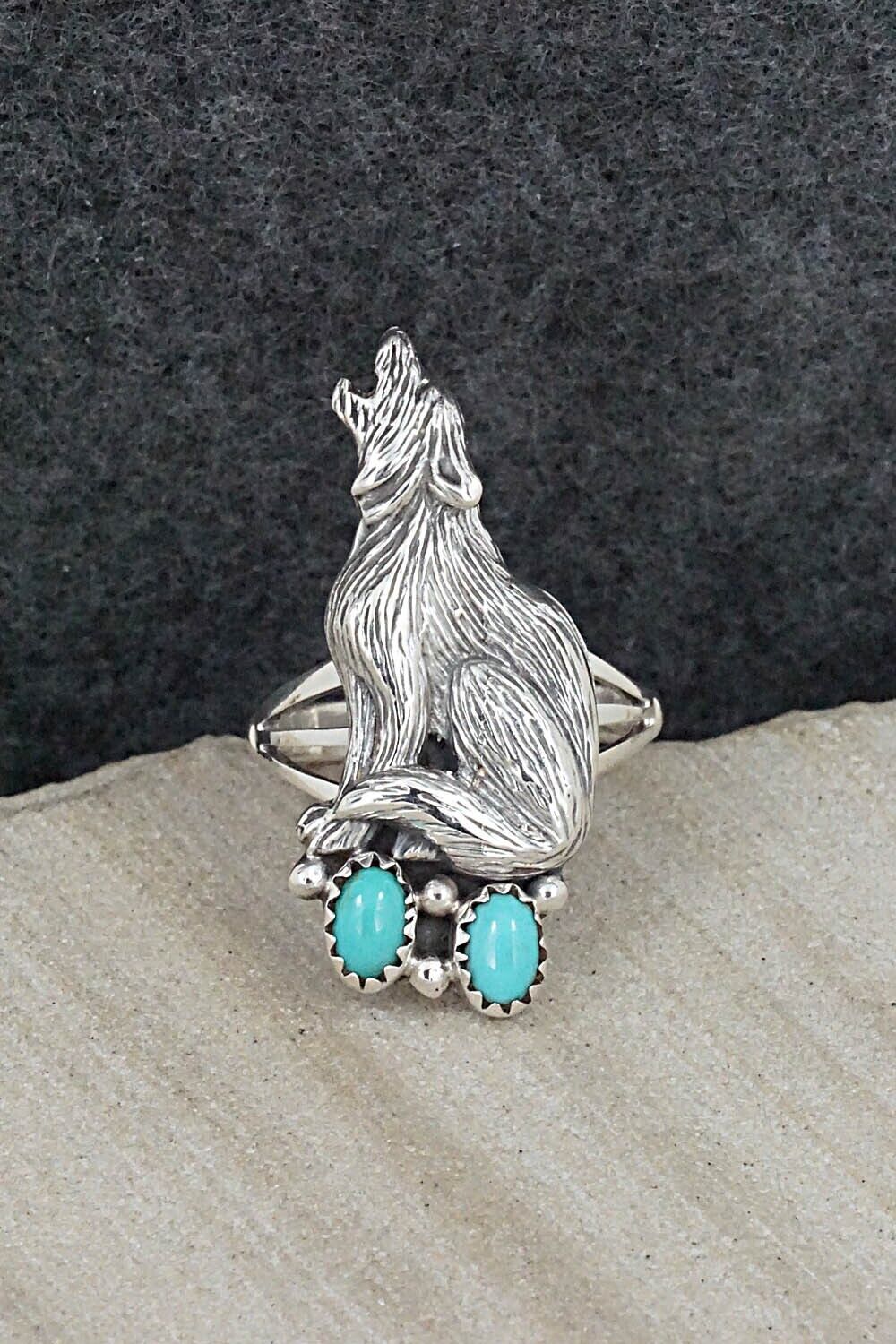Turquoise & Sterling Silver Ring - Samuel Yellowhair - Size 8
