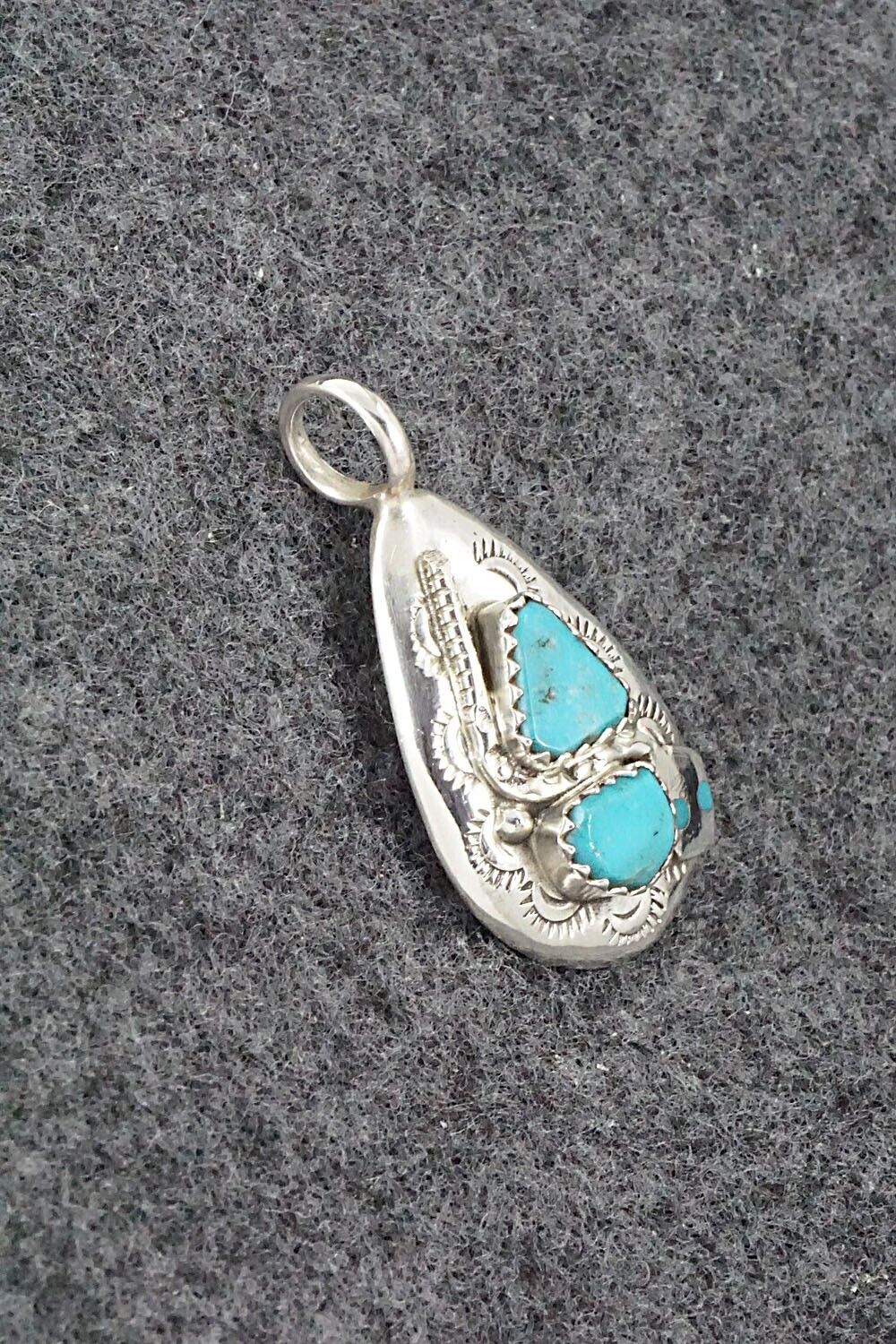 Turquoise and Sterling Silver Pendant - Joy Calavaza