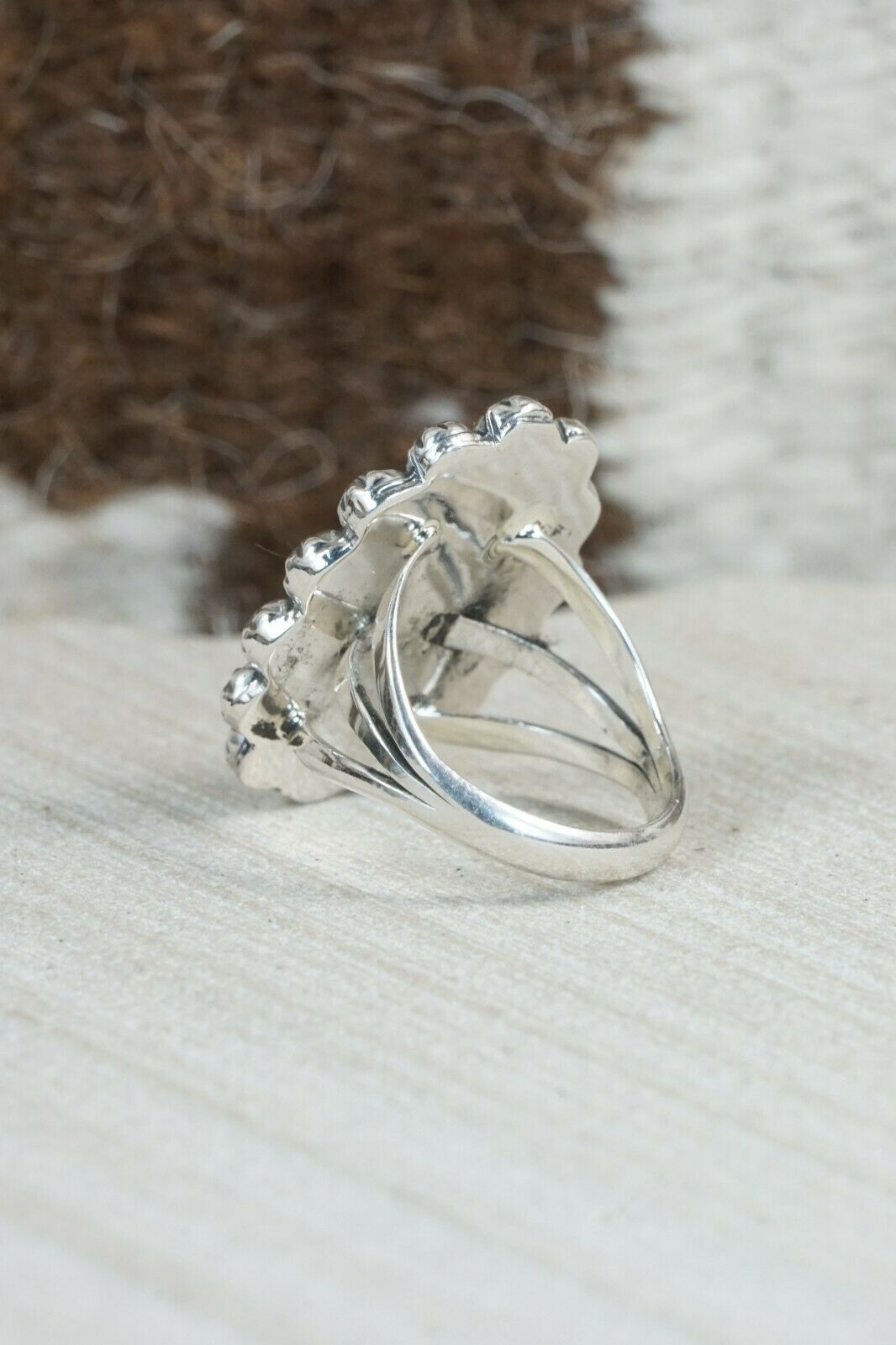 Navajo Turquoise and Sterling Silver Ring - Freida Martinez - Size 7.25
