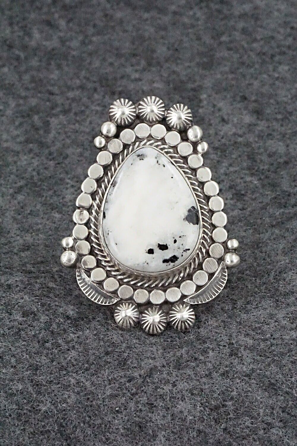 White Buffalo & Sterling Silver Ring - Tom Lewis - Size 8.5