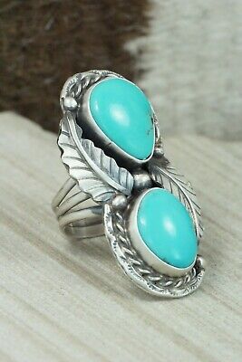 Turquoise and Sterling Silver Ring - Betta Lee - Size 7.5