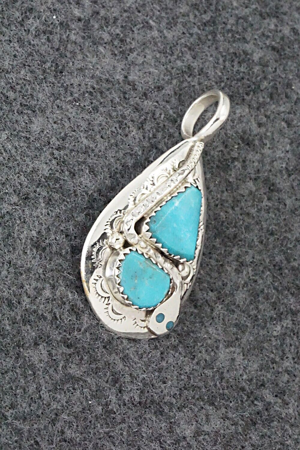Turquoise and Sterling Silver Pendant - Joy Calavaza