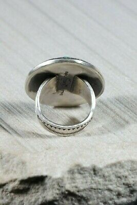Navajo Turquoise and Sterling Silver Ring - Calvin Martinez - Size 8 - High Lonesome Trading