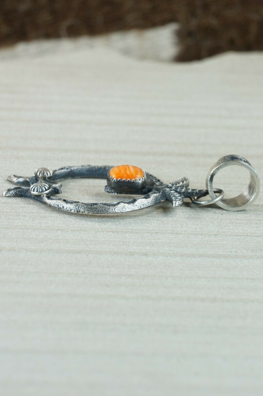 Navajo Spiny Oyster and Sterling Silver Pendant - Kevin Billah
