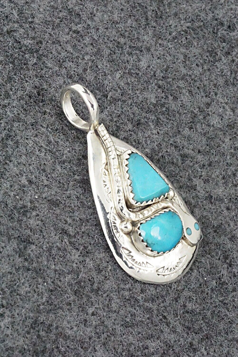 Turquoise and Sterling Silver Pendant - Joy Calavaza